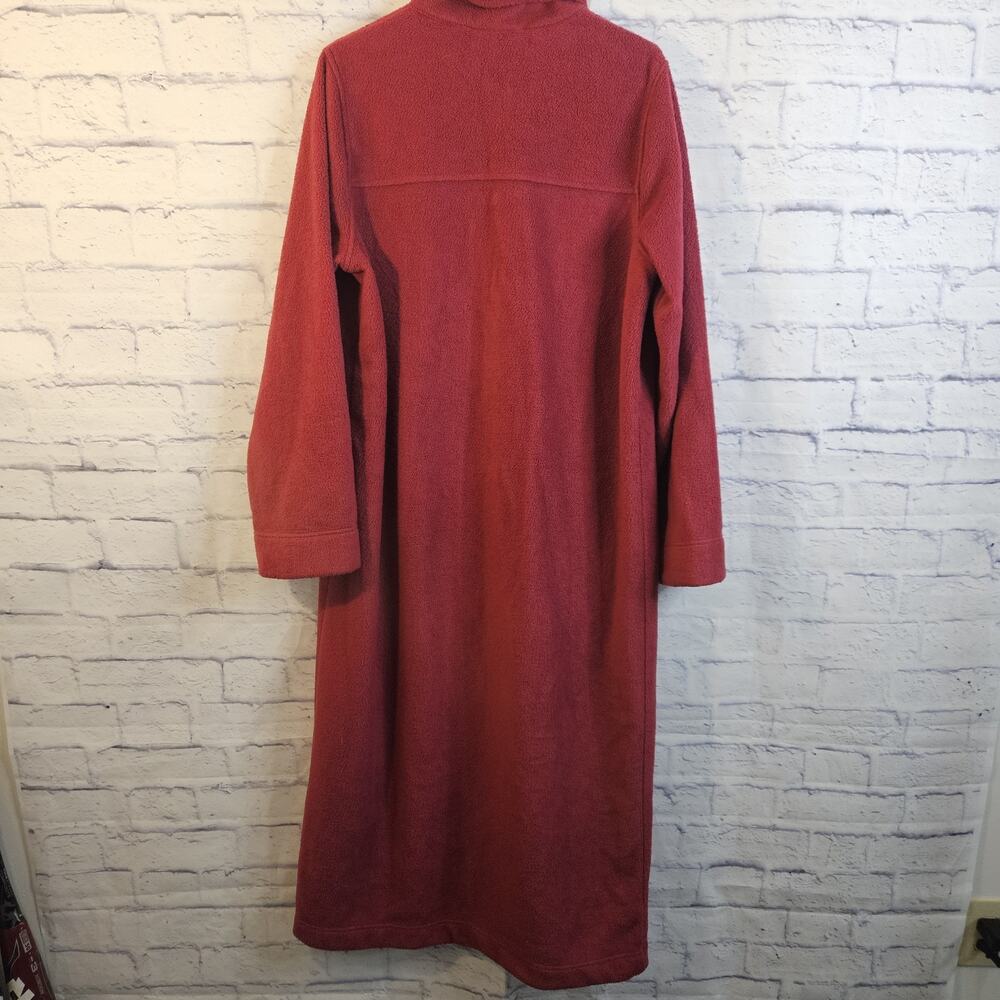 LL Bean Robe Womens M Winter Fleece Rose Zip Front Lounge 297820 Pockets - Picture 4 of 7